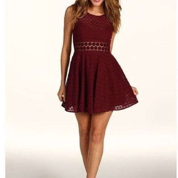 Free People burgundy lace mini skater dress - Picture 8 of 9